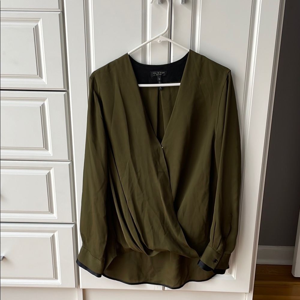 Olive Green Wrap Blouse by Rag & Bone size L